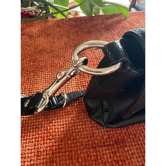 Coach Black Leather Crossbody Bag Lizard Trim Silver Hardware - Picture 10 of 13